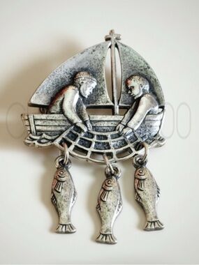 RARE James Avery Fishers of Men pin brooch boat